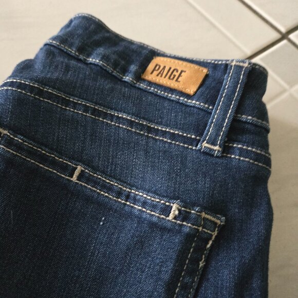 Paige Verdugo Crop Jeans Dax Dark Blue Wash 25 - Picture 2 of 5